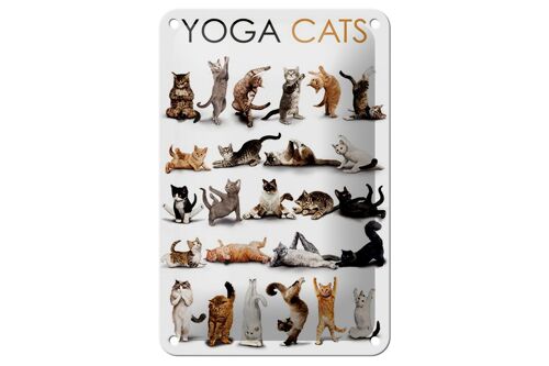 Blechschild Tiere 12x18cm Yoga Cats Katzen Geschenk Dekoration