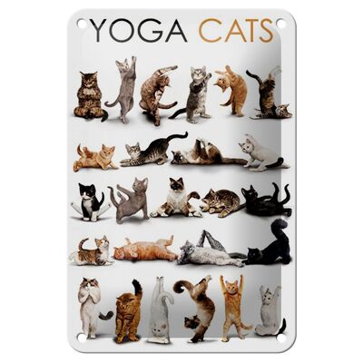 Targa in metallo Animali 12x18 cm Yoga Gatti Gatti Decorazione regalo