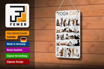 Signe en étain animaux 12x18cm, Yoga, chats, décoration cadeau 3