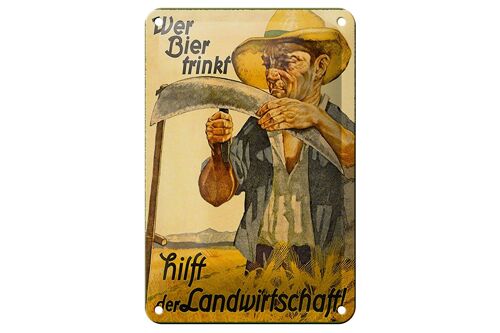 Blechschild Spruch 12x18cm wer Bier trinkt Landwirtschaft Dekoration