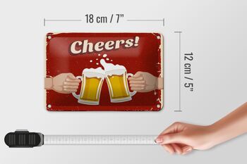 Signe en étain alcool 18x12cm, décoration de bière Cheers 5
