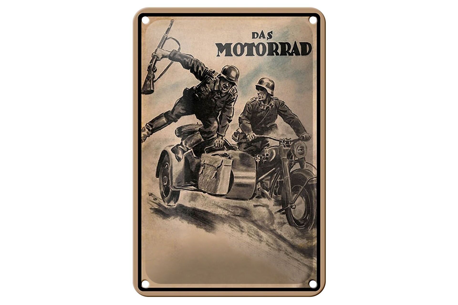 Targa in metallo retrò 12x18 cm decorazione dei soldati motociclisti