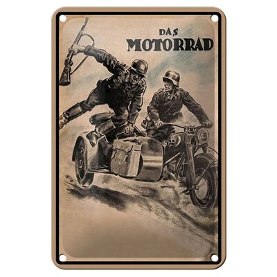 Cartel de chapa retro 12x18cm decoración los soldados de la motocicleta