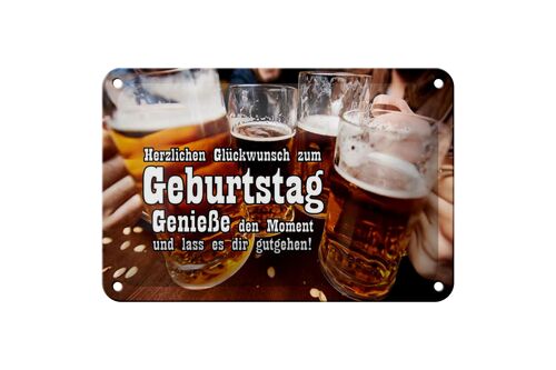 Blechschild Spruch 18x12cm Glückwunsch zum Geburtstag Bier Dekoration