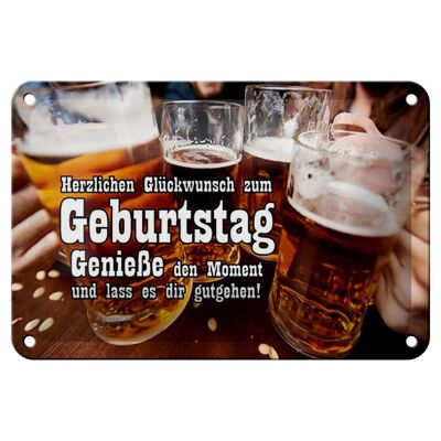 Blechschild Spruch 18x12cm Glückwunsch zum Geburtstag Bier Dekoration