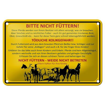 Metal sign animals 18x12cm please do not feed horses pasture decoration