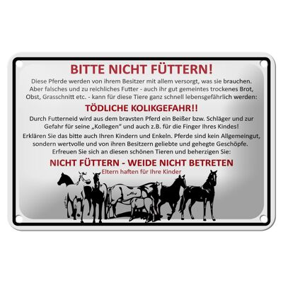 Metal sign animals 18x12cm please do not feed horses prohibition decoration