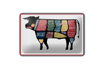 Plaque de boucher en étain 18x12cm, décoration de viande de vache et de bœuf 1