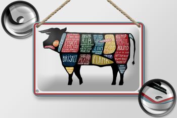 Plaque de boucher en étain 18x12cm, décoration de viande de vache et de bœuf 2