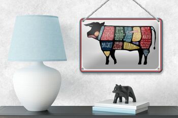 Plaque de boucher en étain 18x12cm, décoration de viande de vache et de bœuf 4