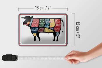 Plaque de boucher en étain 18x12cm, décoration de viande de vache et de bœuf 5