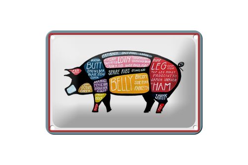 Blechschild Metzger 18x12cm Schwein cuts Pork Fleisch Dekoration