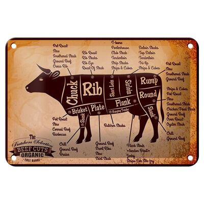 Metal sign butcher 18x12cm beef cuts organic butcher shop decoration