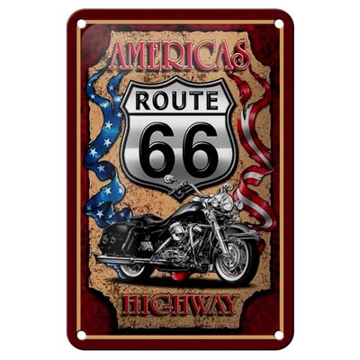 Targa in metallo moto 12x18 cm decorazione autostrada Route 66 delle Americhe