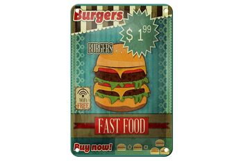 Panneau en étain alimentaire 12x18cm, restauration rapide, hamburgers, acheter maintenant, décoration wifi 1