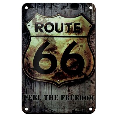 Plaque en tôle rétro 12x18cm route 66, sentez la liberté, décoration