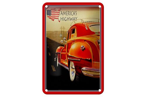 Blechschild Auto 12x18cm Oldtimer america´s highway USA Dekoration
