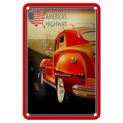 Blechschild Auto 12x18cm Oldtimer america´s highway USA Dekoration