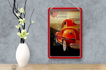 Panneau en étain pour voiture, 12x18cm, voiture vintage, autoroute américaine, décoration des états-unis 4