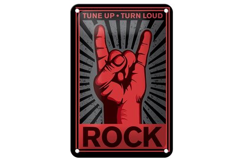Blechschild Rock 12x18cm tune up turn loud Dekoration