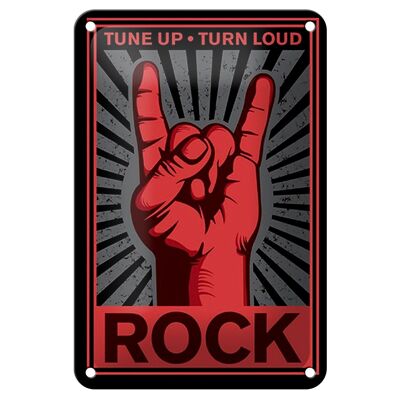 Blechschild Rock 12x18cm tune up turn loud Dekoration