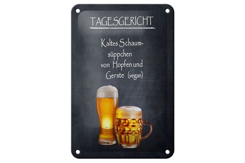Blechschild Bier 12x18cm Tagesgericht Schaum-Süppchen kalt Dekoration