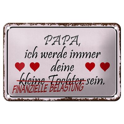 Blechschild Spruch 18x12cm Papa deine Tochter Herzen Dekoration