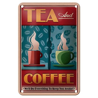 Blechschild Trinken 12x18cm Tea and Coffee Tee und Kaffee Dekoration