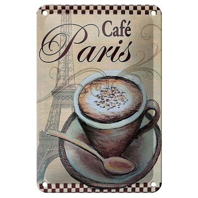 Blechschild Paris 12x18cm Eiffelturm Kaffee Tasse Cafe Dekoration