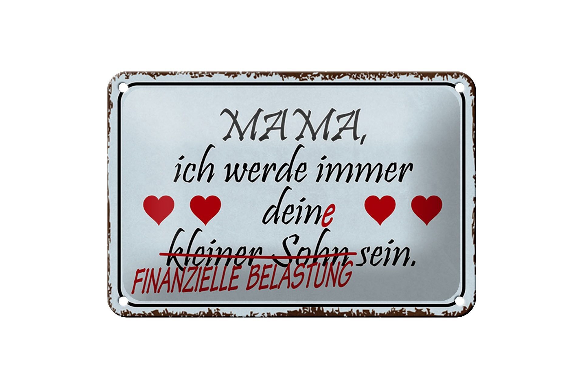 Targa in metallo con scritta "Mamma sarò il tuo figlioletto" 18x12 cm