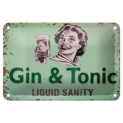Cartel de chapa alcohol 18x12cm Gin & Tonic liauid cordura decoración