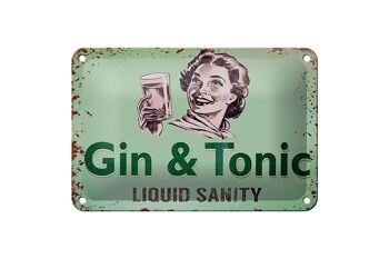 Signe en étain alcool 18x12cm, décoration Gin & Tonic liauid santé mentale 1