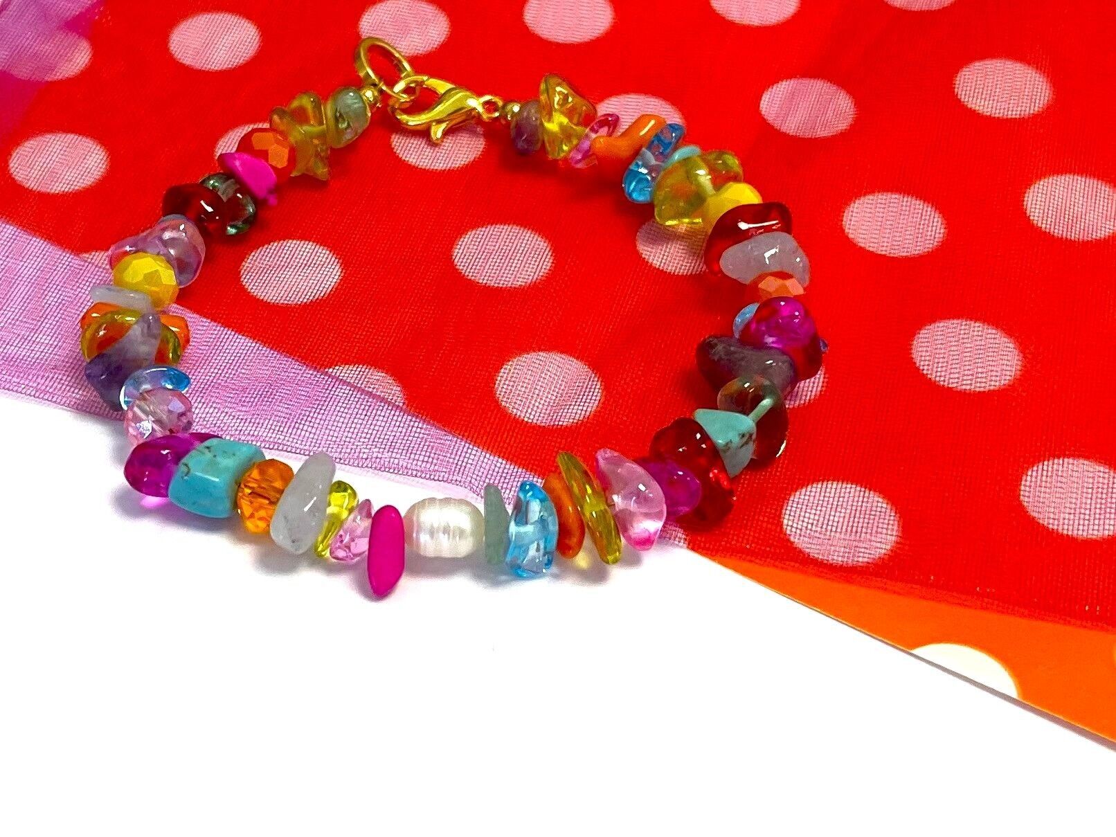 Pulsera multicolor cristal/piedra preciosa/perla