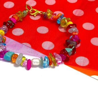 Bracelet multicolore cristal/pierre/perle