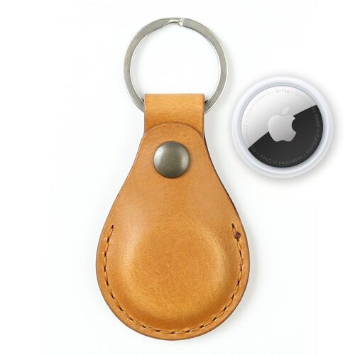 Leather Apple AirTag Case – Light brown