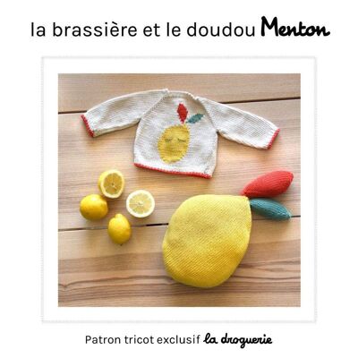 Knitting pattern for the “Menton” lemon bra and soft toy