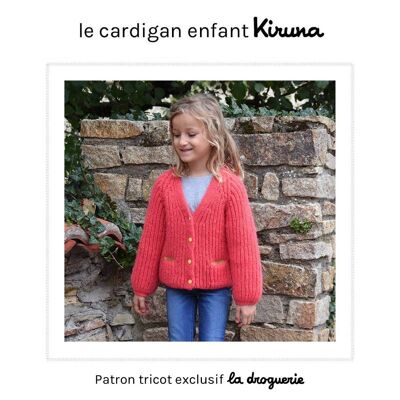 Modello ai ferri per il cardigan per bambini “Kiruna”.