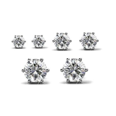Scatola di orecchini Trinity - Lotto di 3 paia - Argento e cristallo I MYC-Paris.com