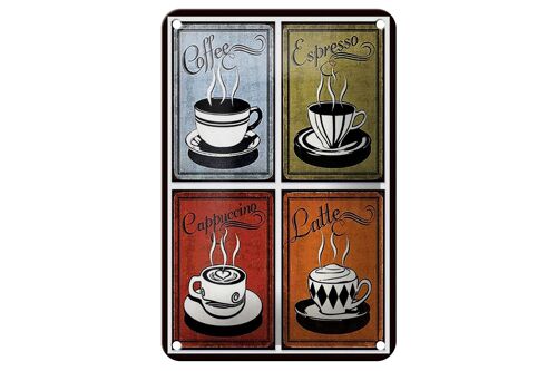 Blechschild Kaffee 12x18cm Coffee Espresso Cappuccino Latte Dekoration