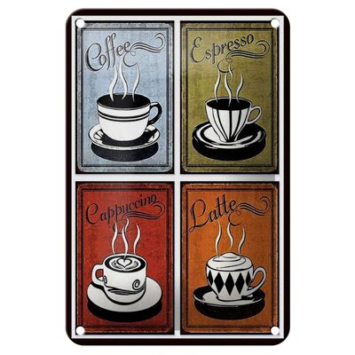 Blechschild Kaffee 12x18cm Coffee Espresso Cappuccino Latte Dekoration