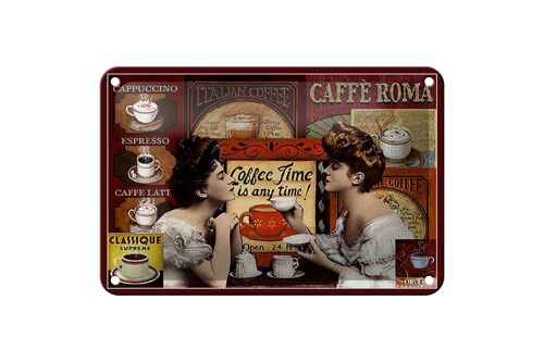 Blechschild Kaffee 18x12cm Coffee Roma time is any time Dekoration