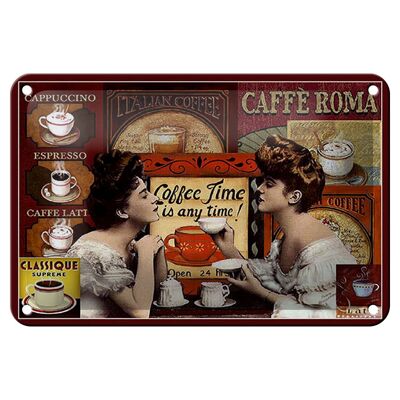 Blechschild Kaffee 18x12cm Coffee Roma time is any time Dekoration