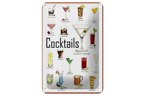 Blechschild Alkohol 12x18cm Cocktails cuba libre Martini Dekoration