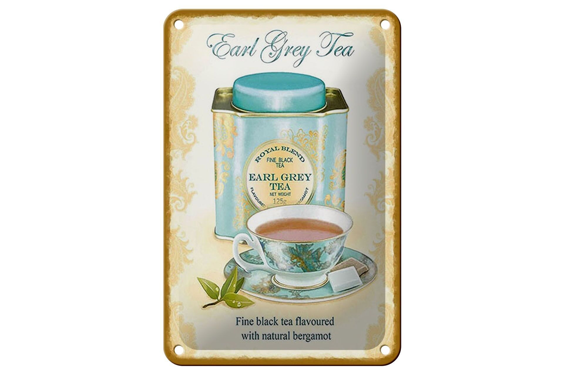 Blechschild Tee 12x18cm Earl grey Tea black tea bergamot Dekoration