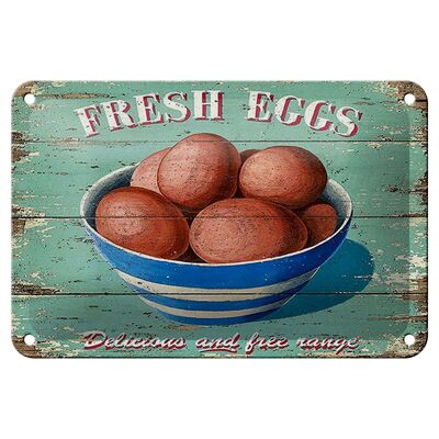 Cartel de chapa retro 18x12cm huevos frescos decoración huevos frescos