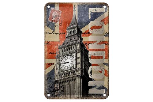 Blechschild London 12x18cm Big Ben berühmter Uhrturm Dekoration