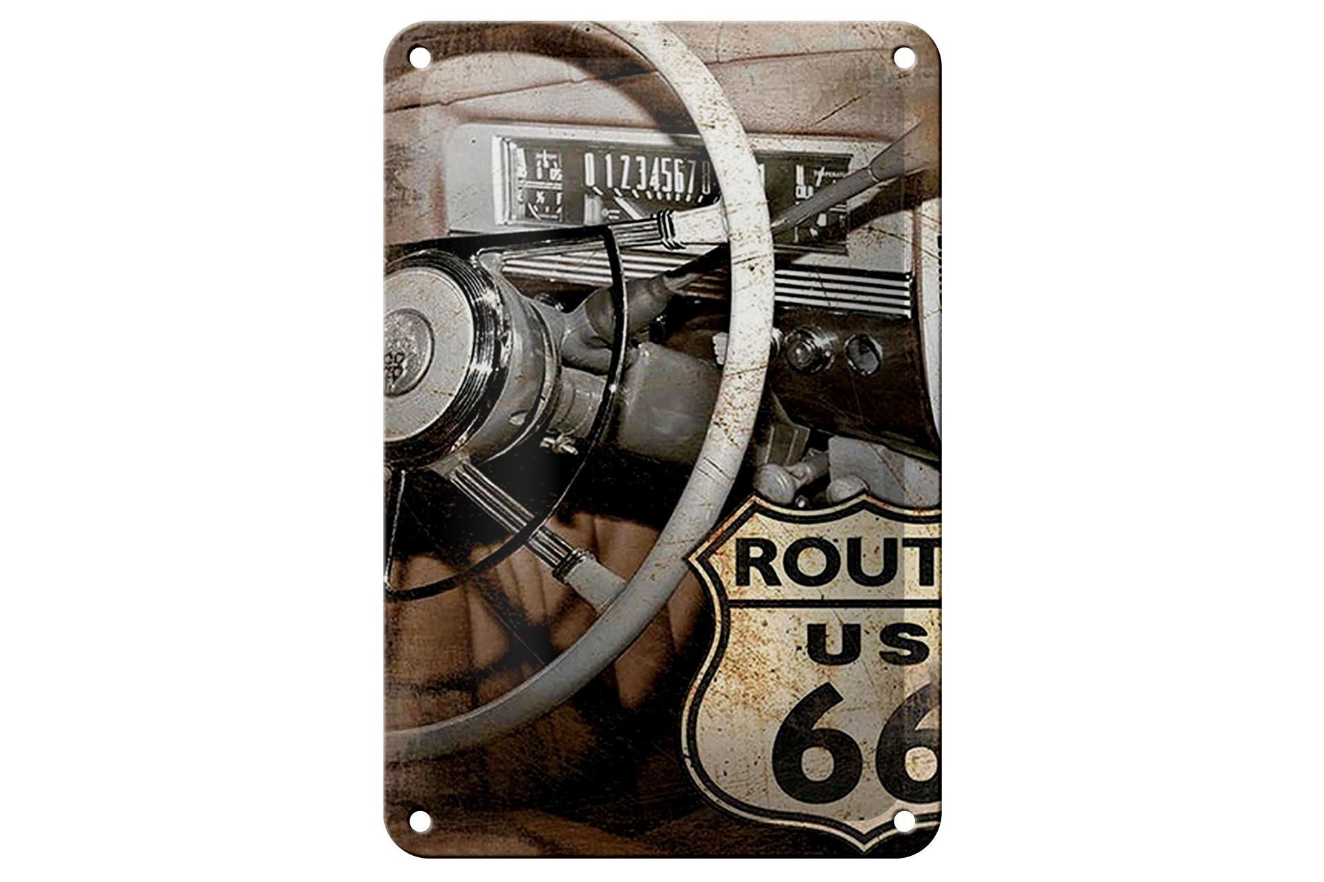 Cartel de chapa Retro, decoración del volante del coche, Ruta US 66, 12x18cm