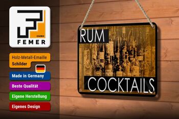 Plaque en étain alcool 18x12cm, décoration de cocktails au rhum 3