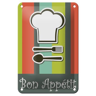 Metal sign food 12x18cm bon appetit restaurant decoration