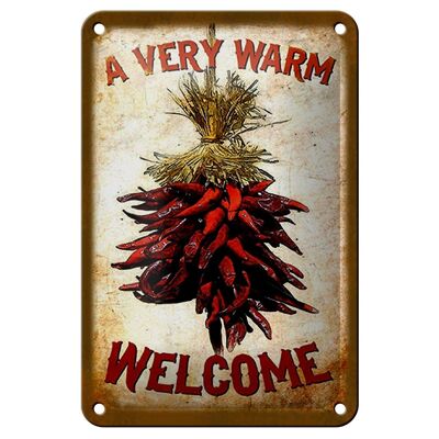 Metal sign Essen 12x18cm a very warm welcome Chili decoration